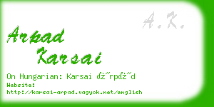 arpad karsai business card